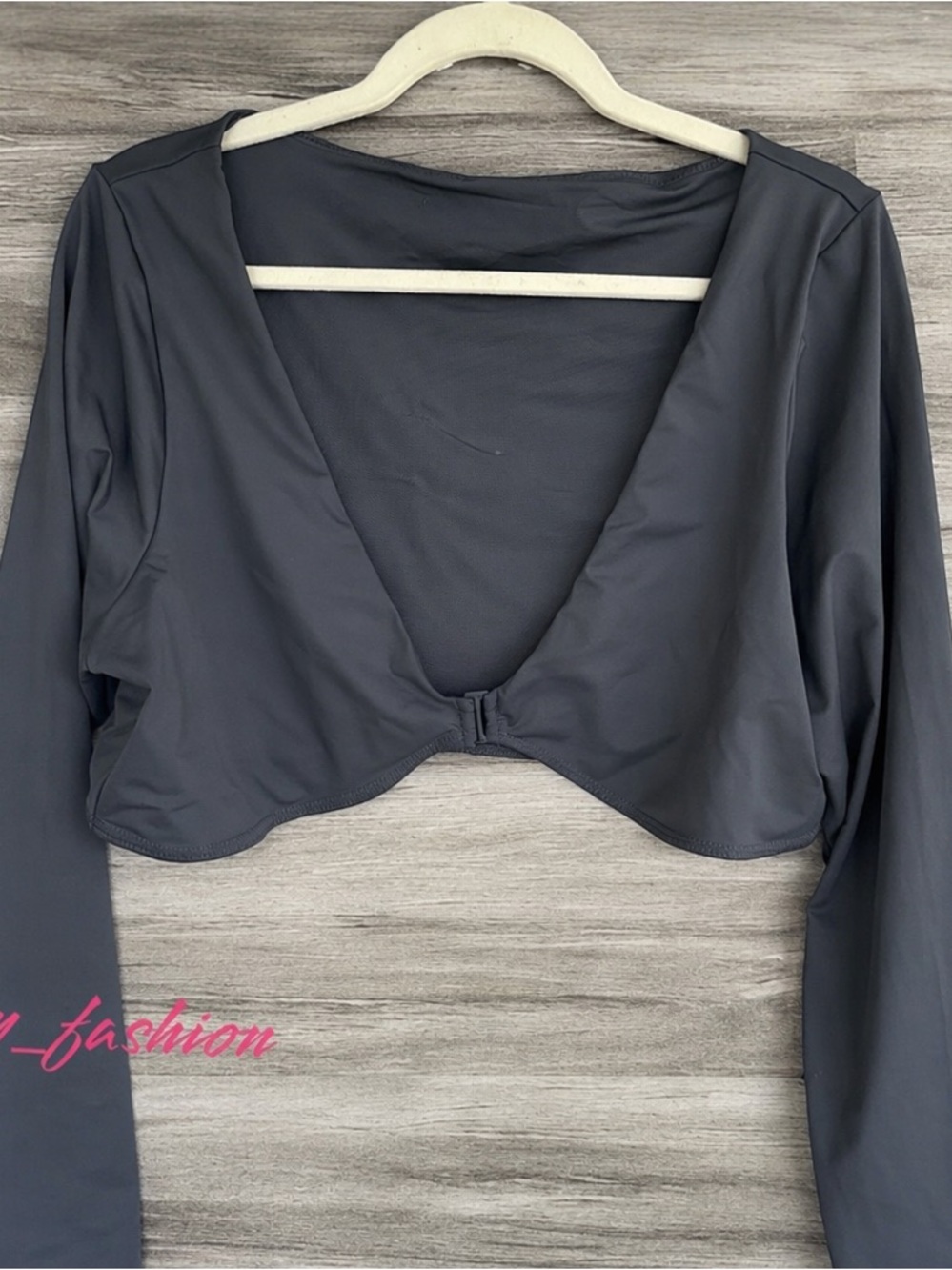 SKIMS Gunmetal Long Sleeve Bikini Top Cropped Bolero Style 3X NWT
